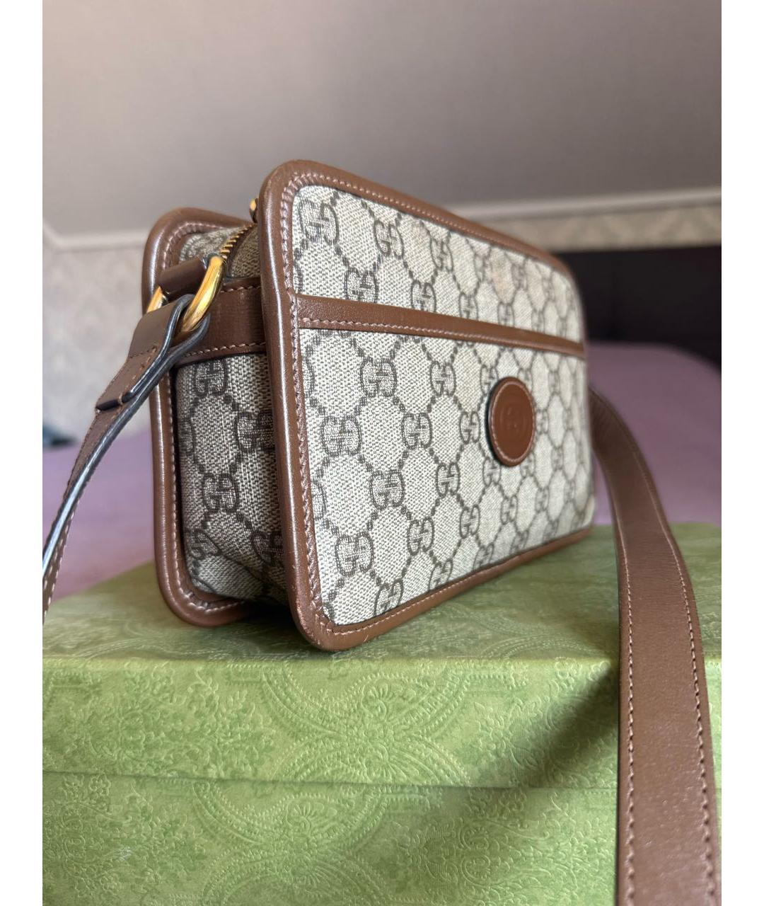 GUCCI Коричневая кожаная сумка через плечо, фото 2