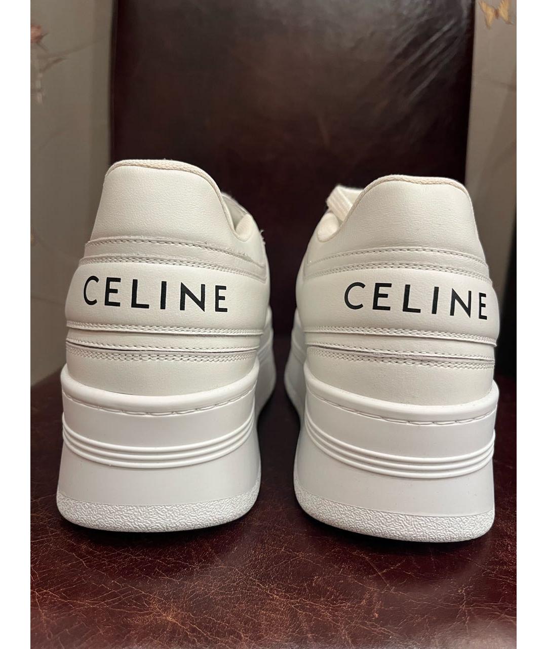 CELINE Белые кожаные кроссовки, фото 4