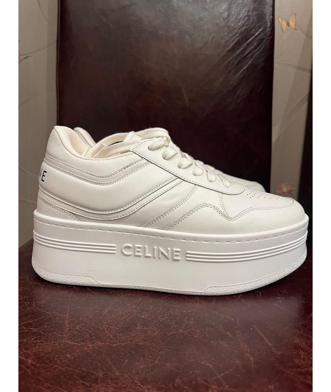 CELINE Белые кожаные кроссовки, фото 6
