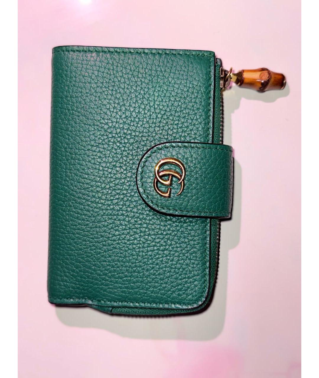 GUCCI Зеленый кожаный кошелек, фото 5