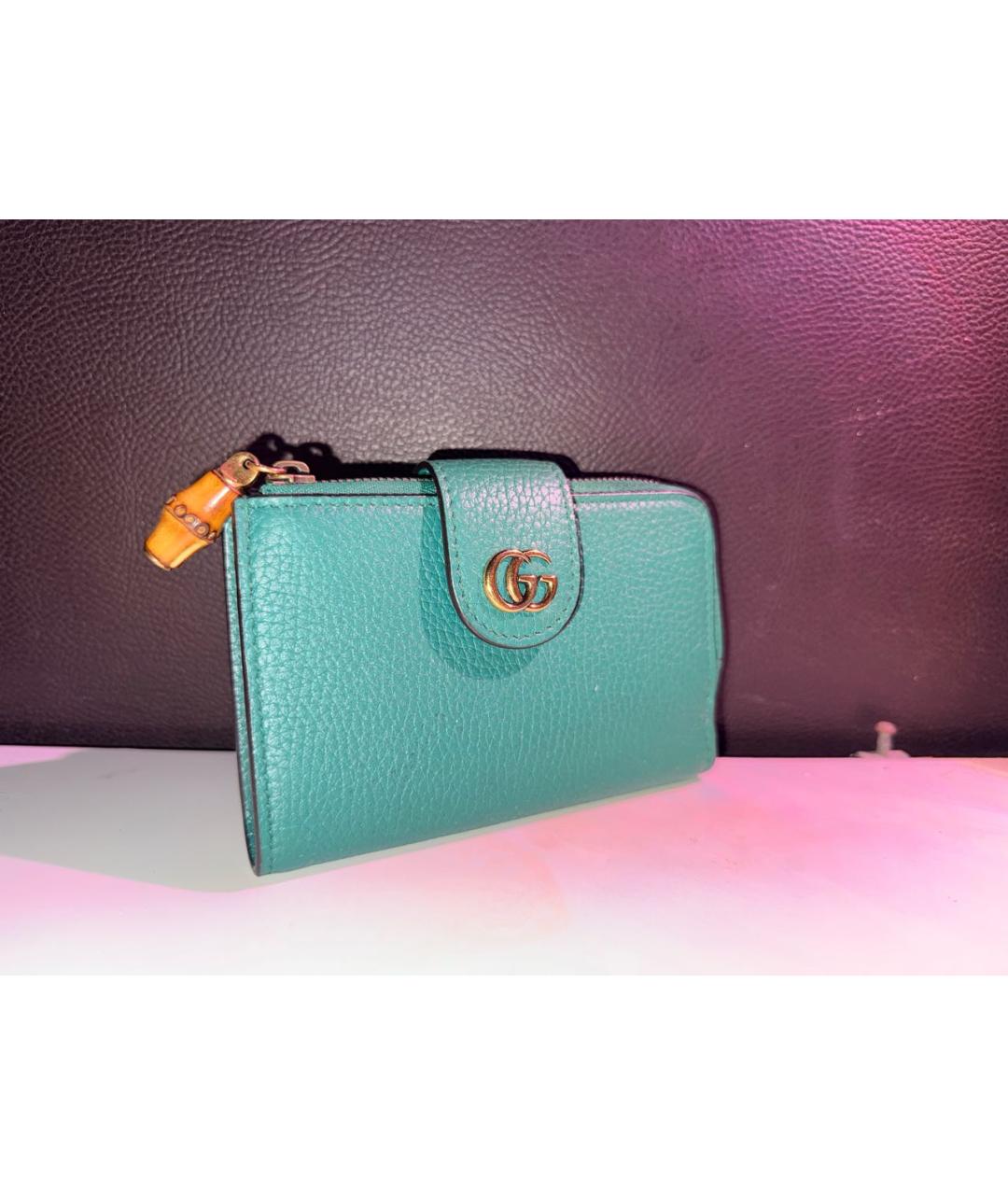 GUCCI Зеленый кожаный кошелек, фото 2