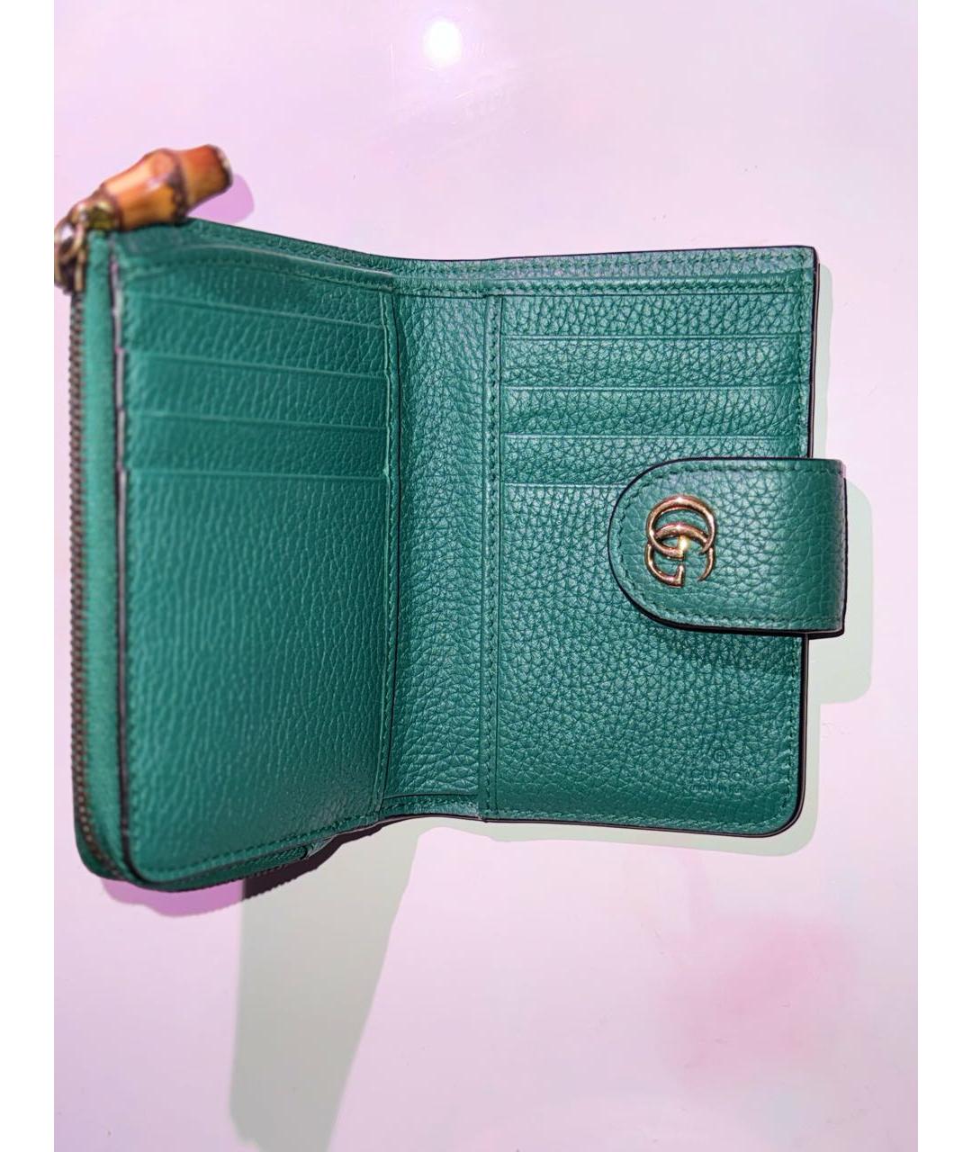 GUCCI Зеленый кожаный кошелек, фото 4
