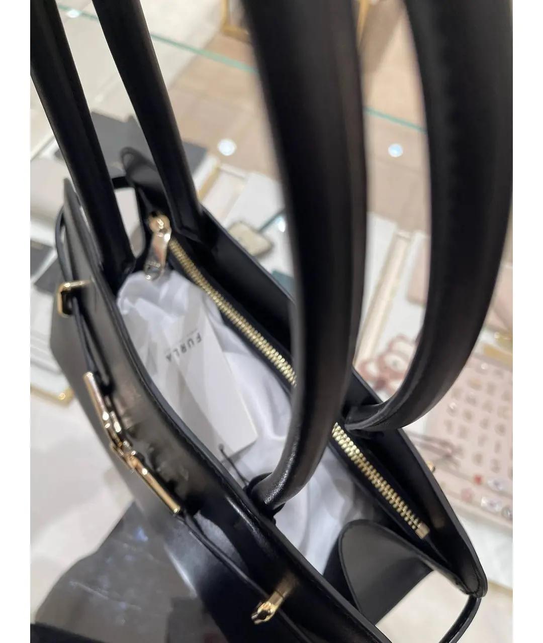 FURLA Черная кожаная сумка тоут, фото 5