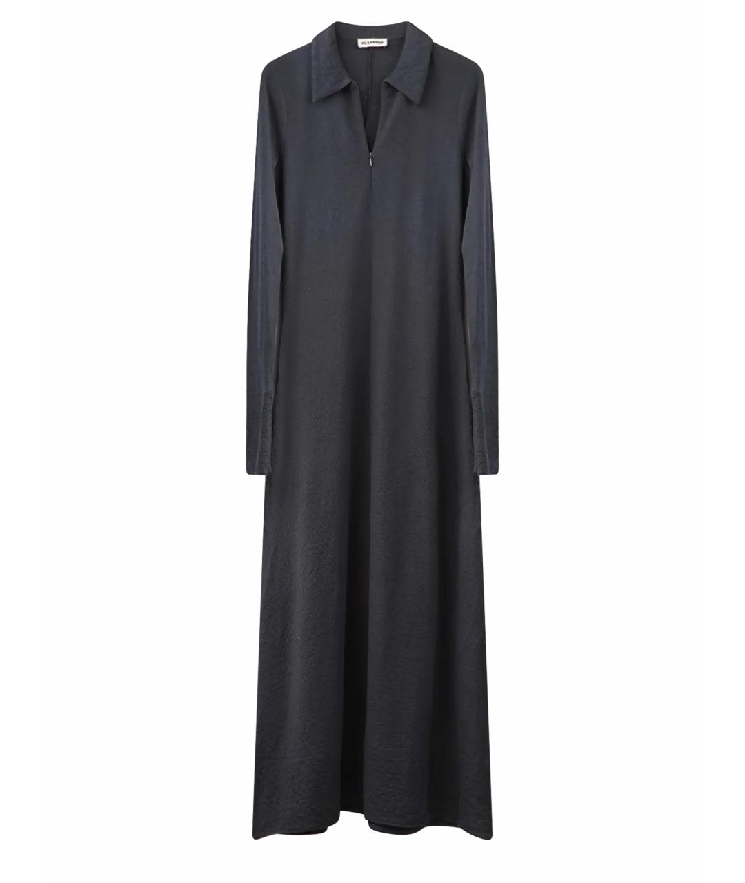 JIL SANDER Черное шерстяное повседневное платье, фото 1