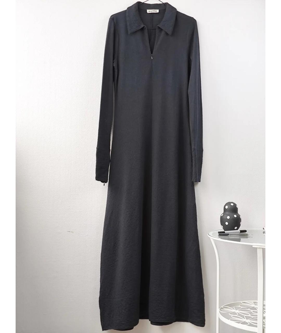 JIL SANDER Черное шерстяное повседневное платье, фото 8