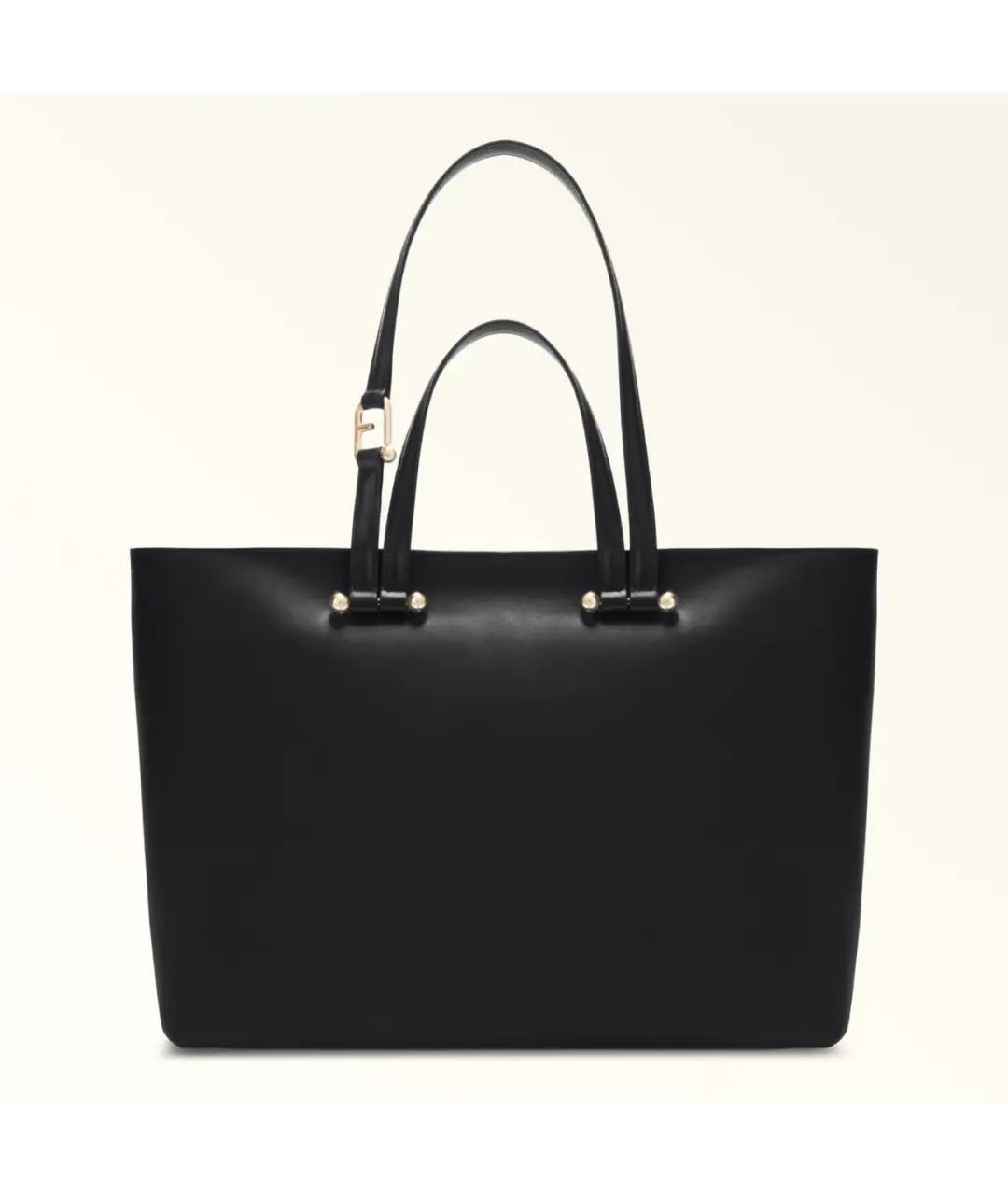 FURLA Черная кожаная сумка тоут, фото 9