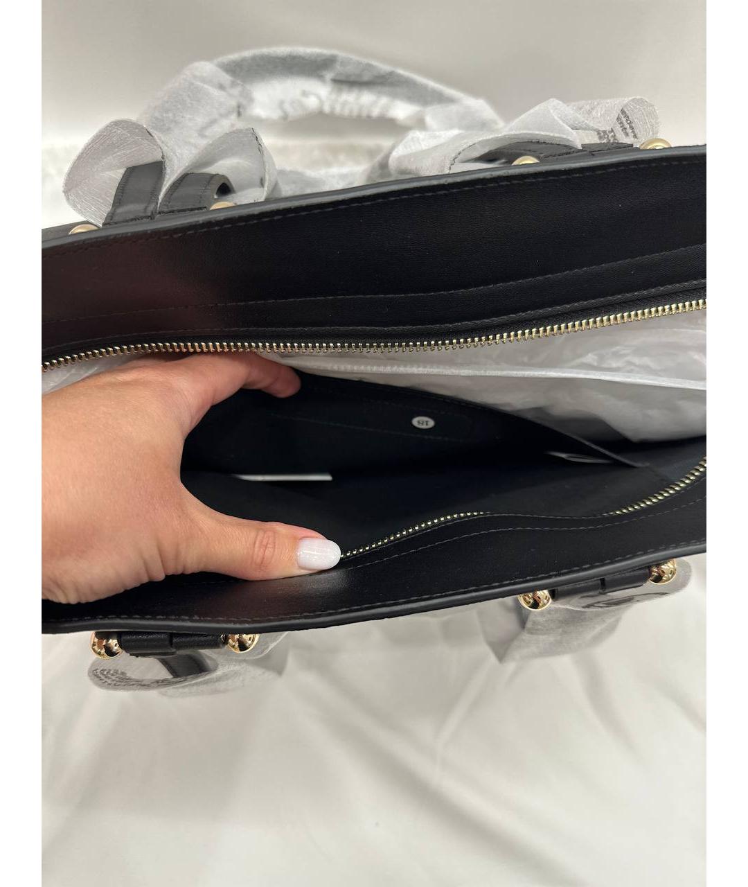 FURLA Черная кожаная сумка тоут, фото 6