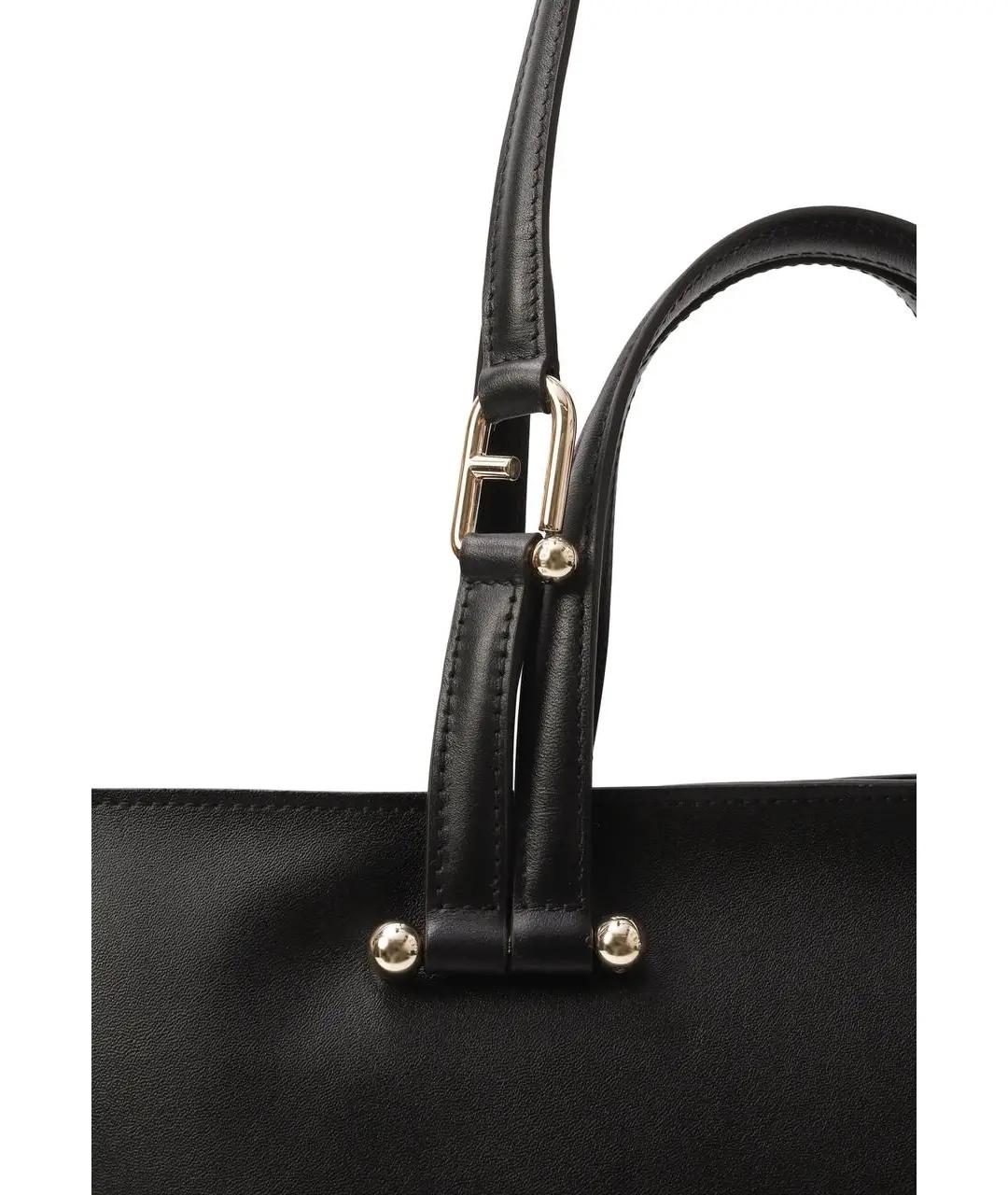 FURLA Черная кожаная сумка тоут, фото 5