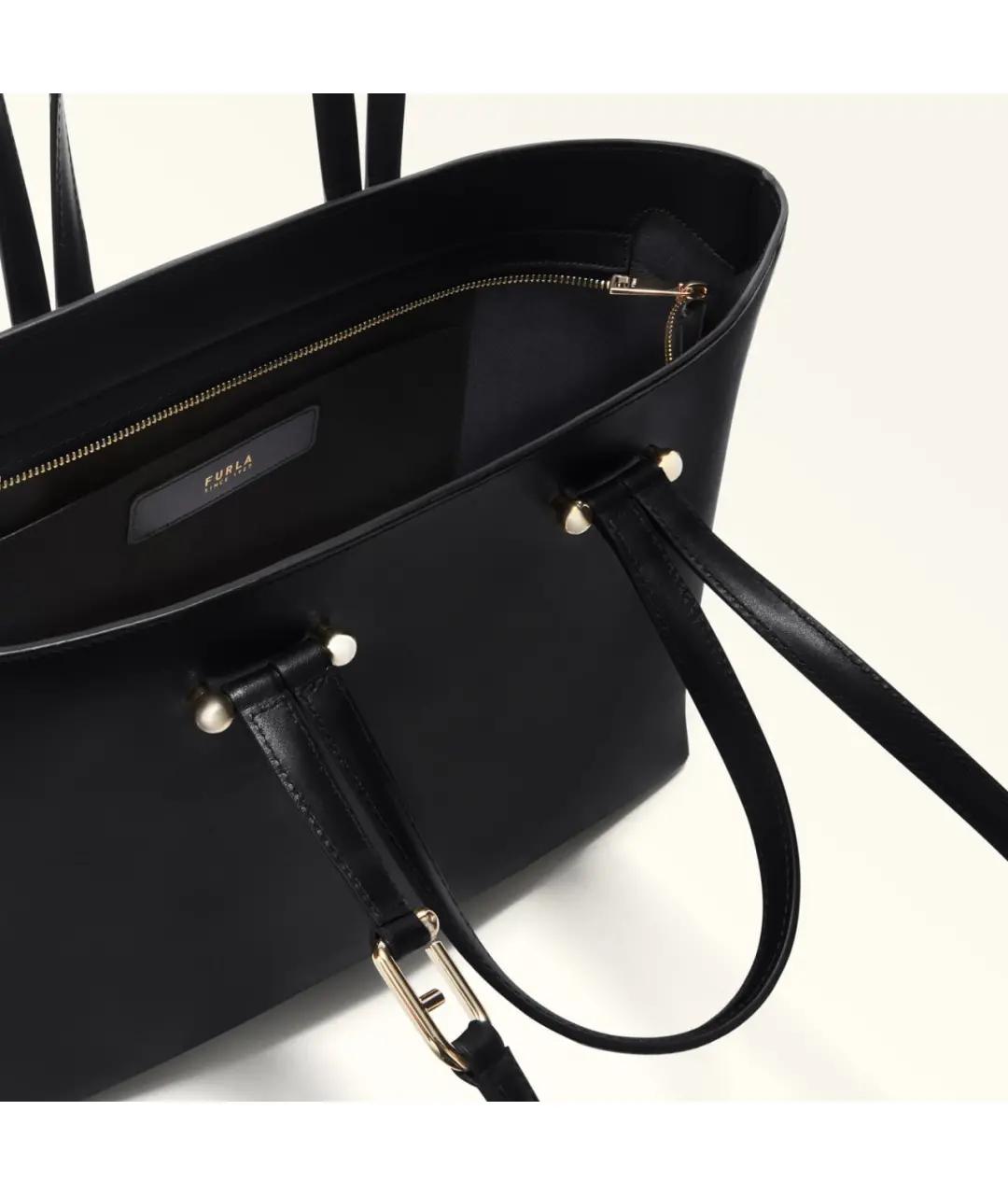 FURLA Черная кожаная сумка тоут, фото 3