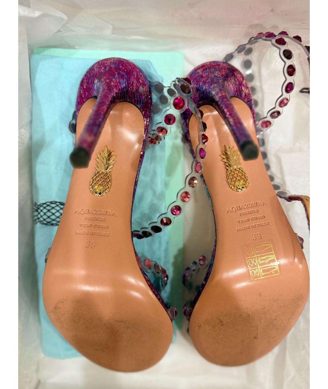 AQUAZZURA Мульти кожаные босоножки, фото 8