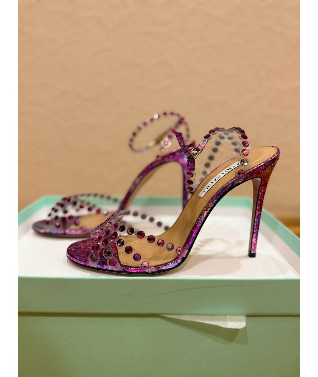 AQUAZZURA Мульти кожаные босоножки, фото 9