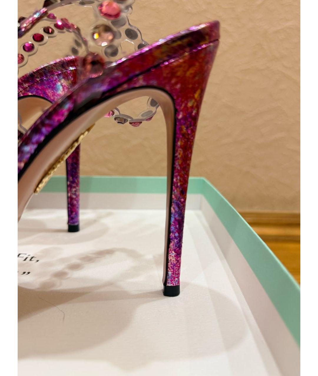 AQUAZZURA Мульти кожаные босоножки, фото 6