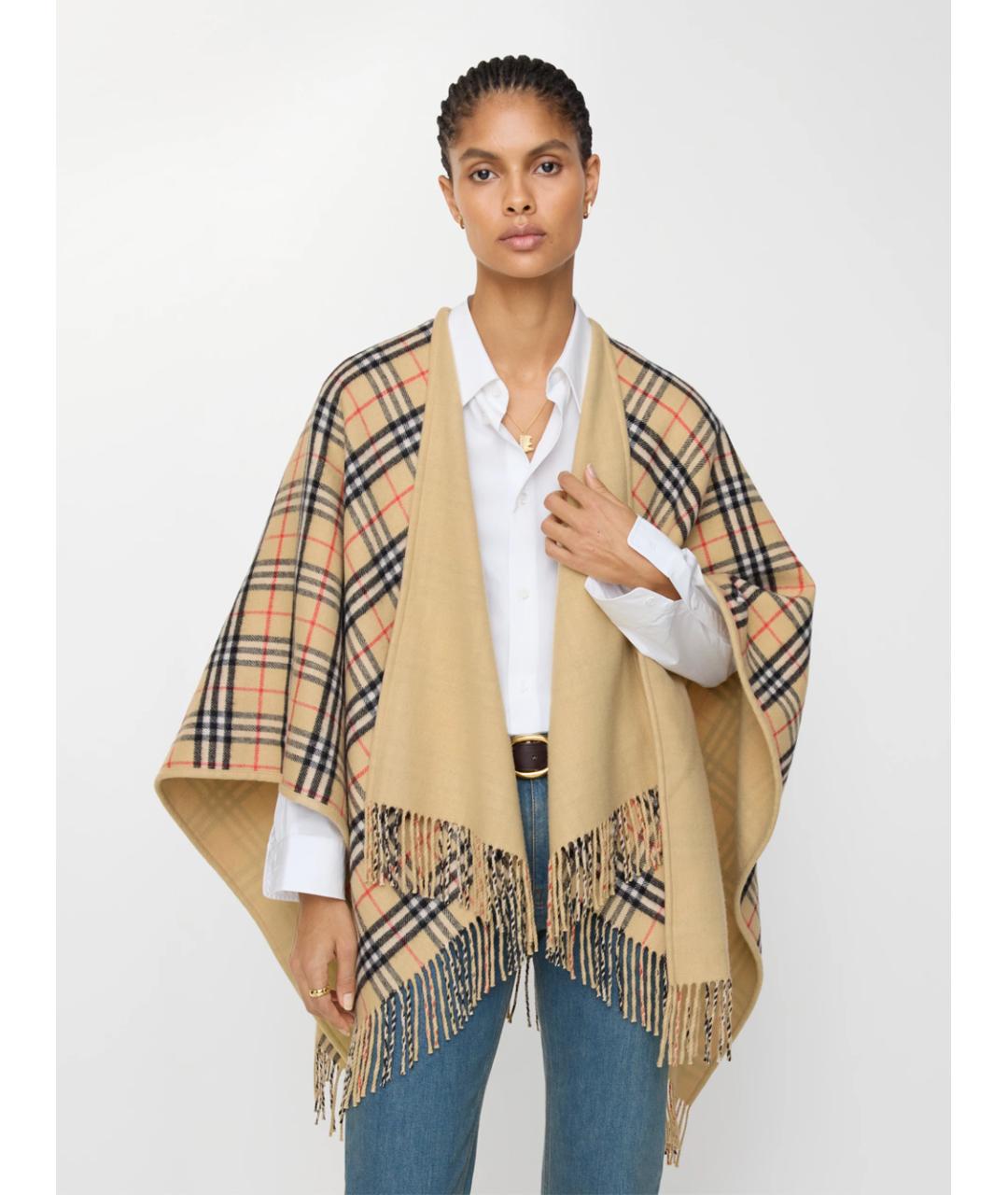 BURBERRY Бежевый шерстяной шарф, фото 3