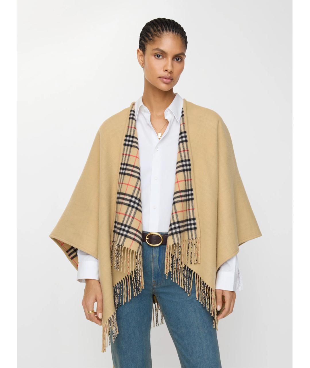 BURBERRY Бежевый шерстяной шарф, фото 2