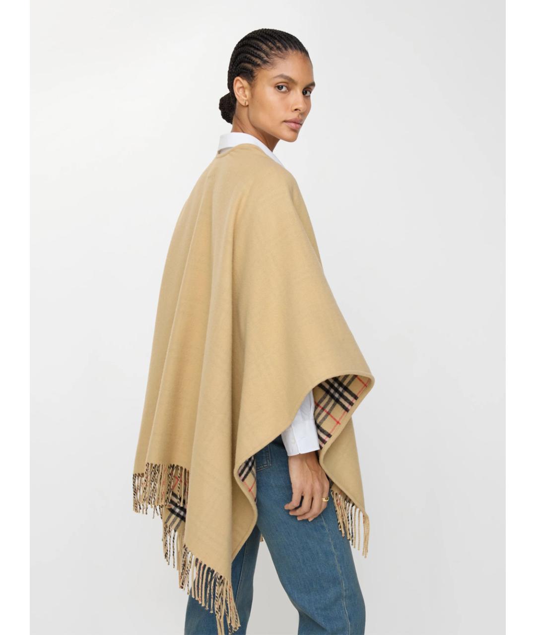 BURBERRY Бежевый шерстяной шарф, фото 4
