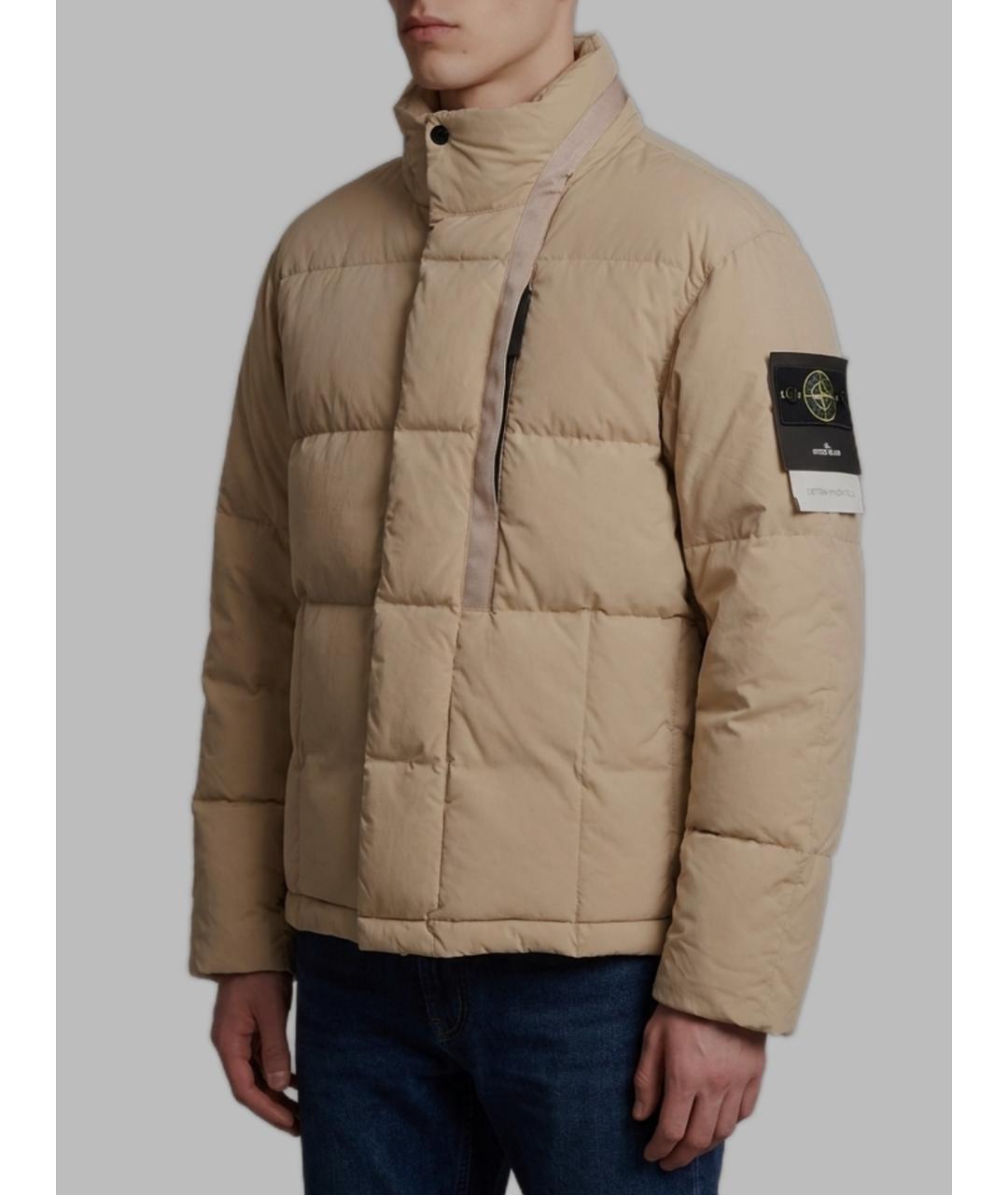 STONE ISLAND Бежевый хлопковый пуховик, фото 2