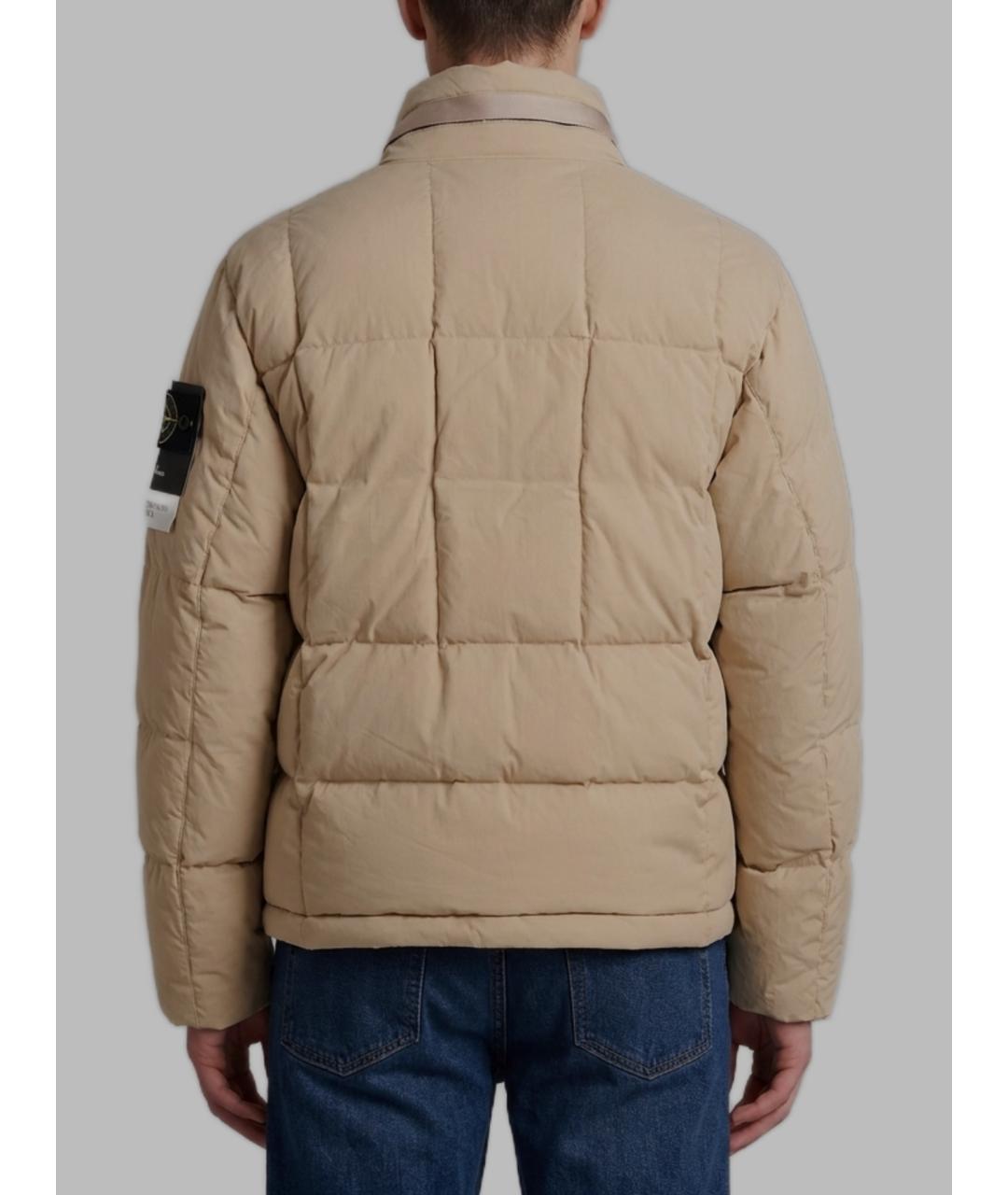 STONE ISLAND Бежевый хлопковый пуховик, фото 3