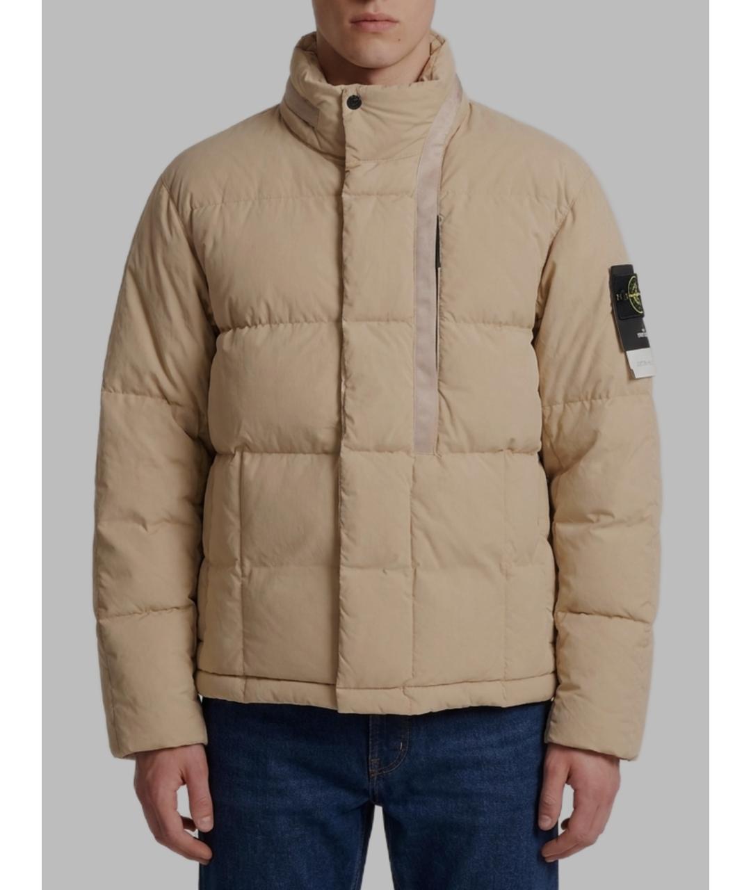 STONE ISLAND Бежевый хлопковый пуховик, фото 4