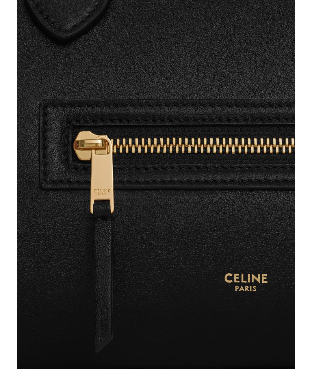 CELINE Черная кожаная сумка тоут, фото 4