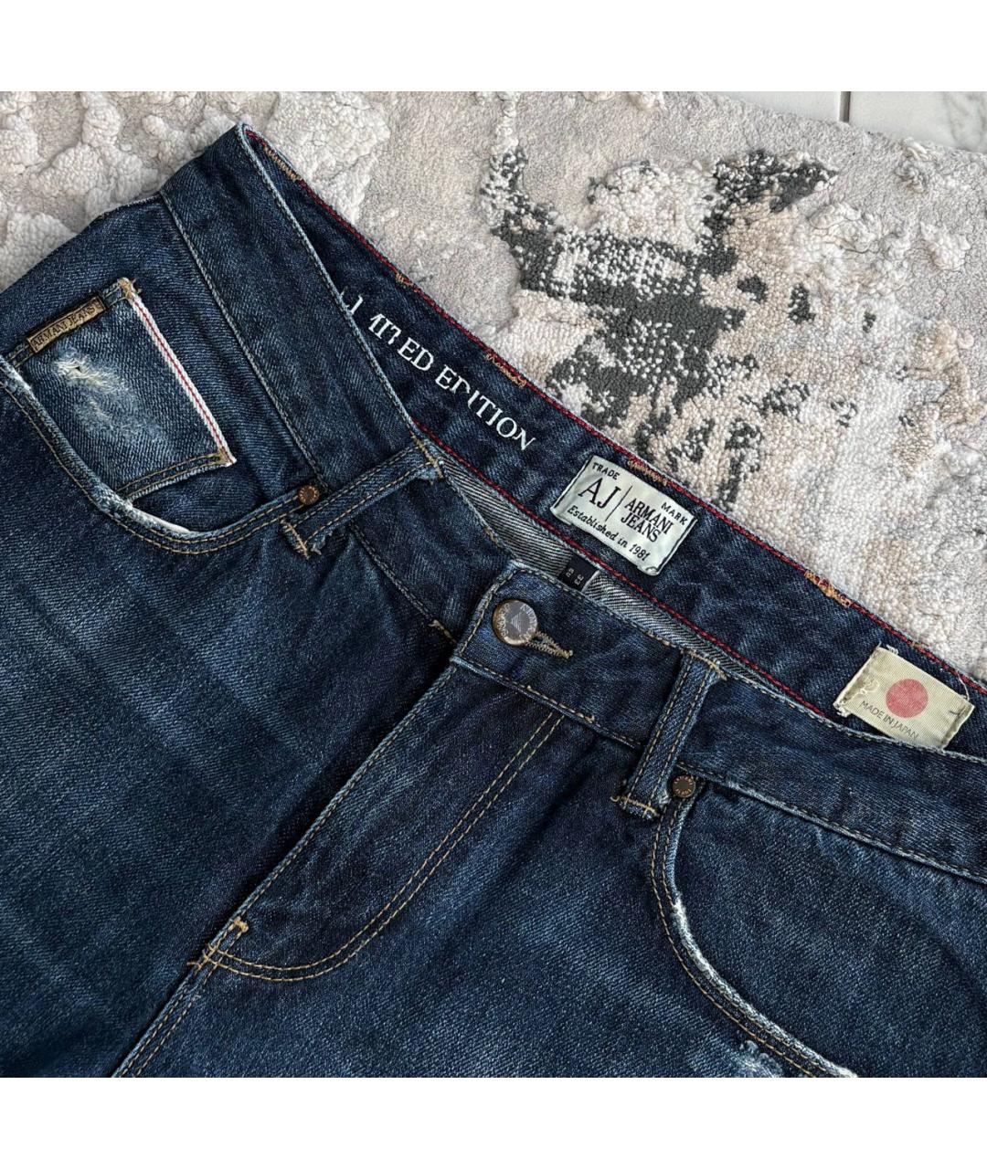 ARMANI JEANS Темно-синие хлопковые прямые джинсы, фото 5