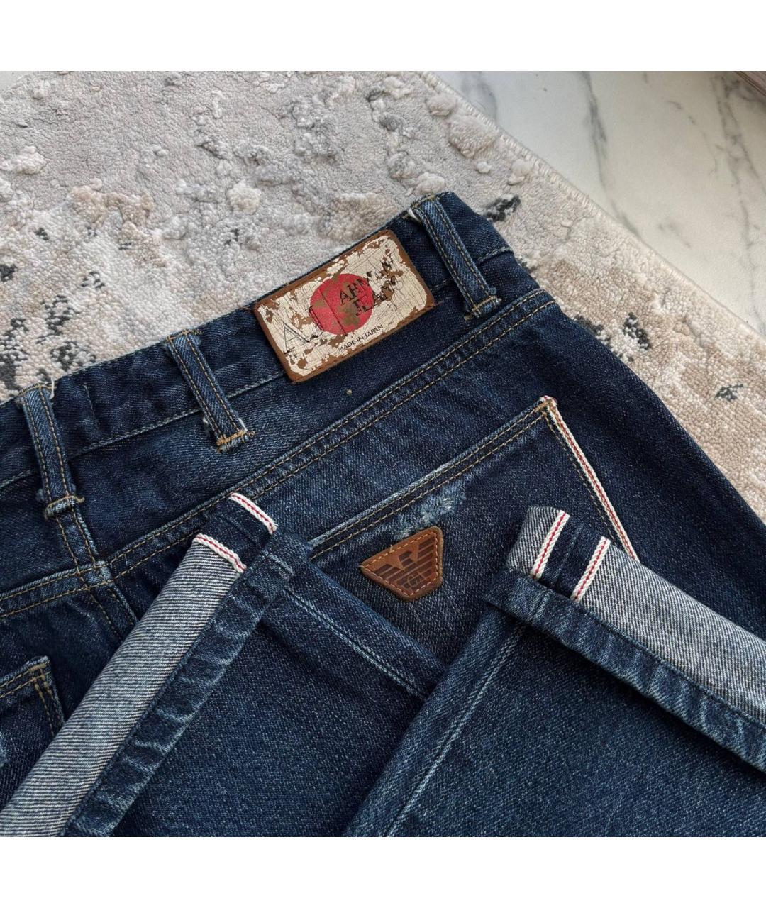 ARMANI JEANS Темно-синие хлопковые прямые джинсы, фото 3