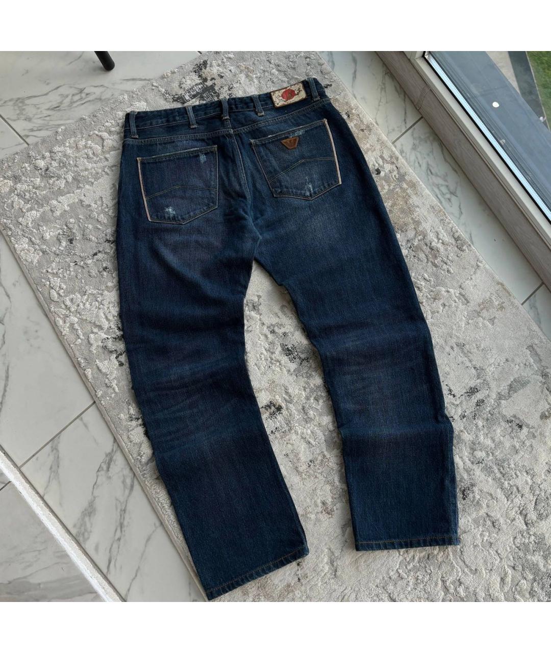 ARMANI JEANS Темно-синие хлопковые прямые джинсы, фото 2