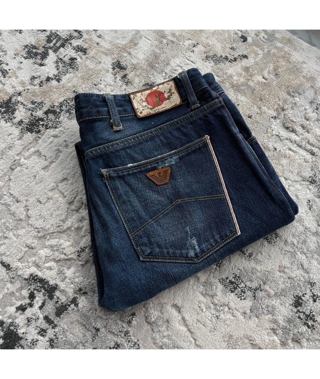 ARMANI JEANS Темно-синие хлопковые прямые джинсы, фото 4