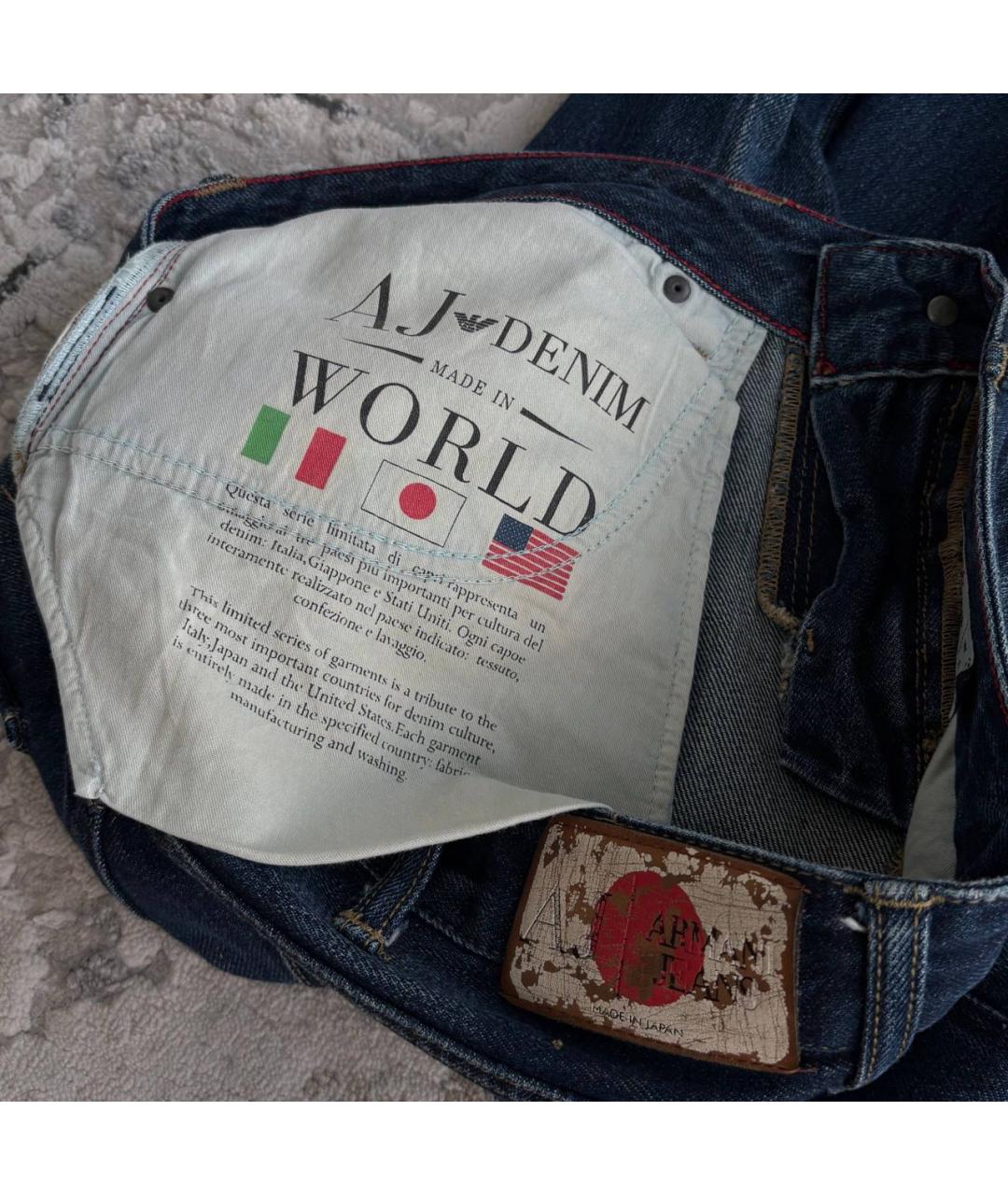 ARMANI JEANS Темно-синие хлопковые прямые джинсы, фото 7