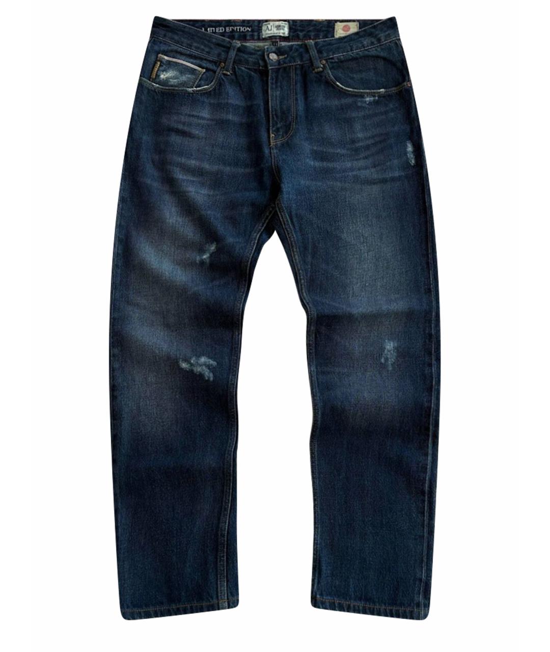 ARMANI JEANS Темно-синие хлопковые прямые джинсы, фото 1