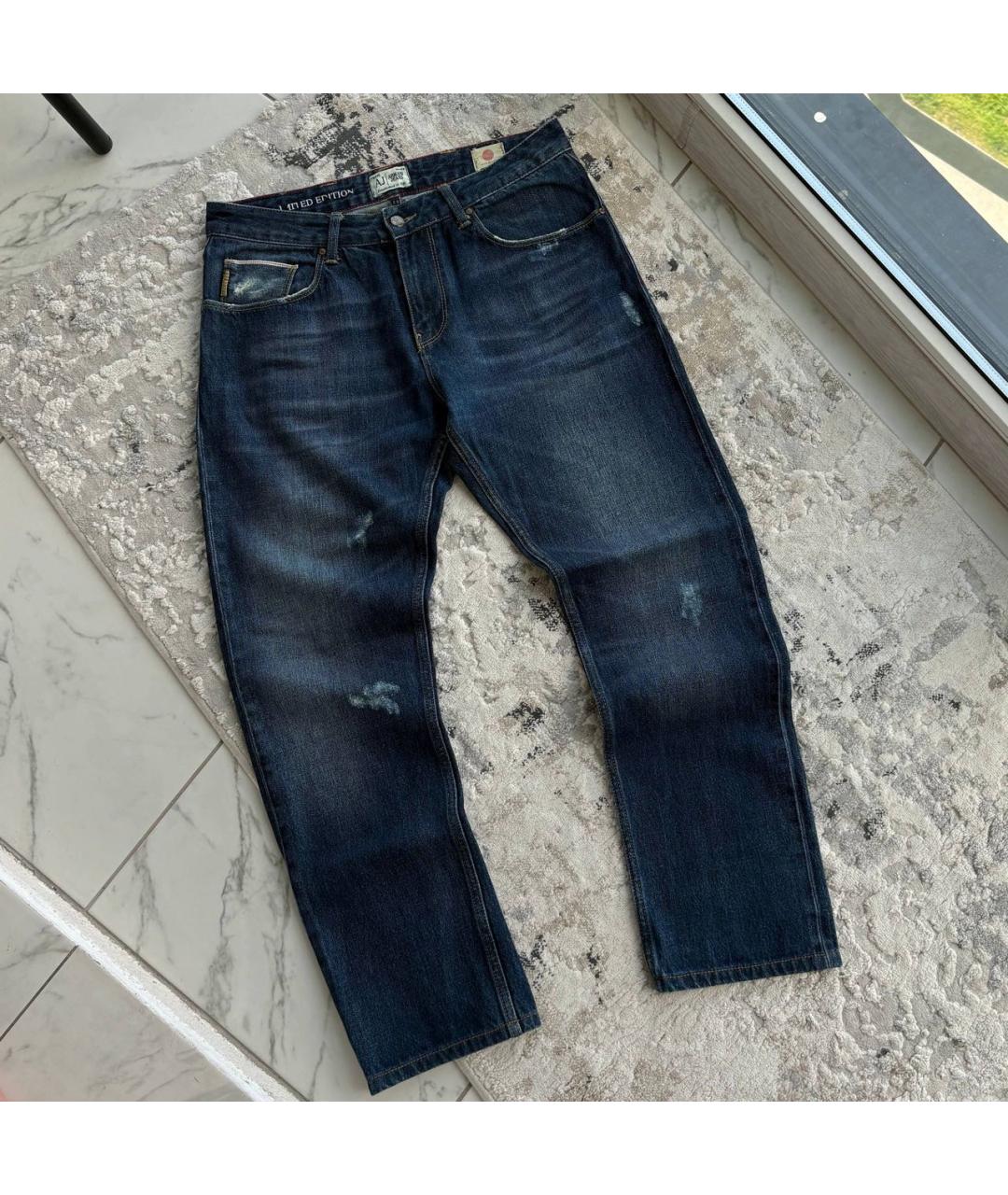 ARMANI JEANS Темно-синие хлопковые прямые джинсы, фото 8