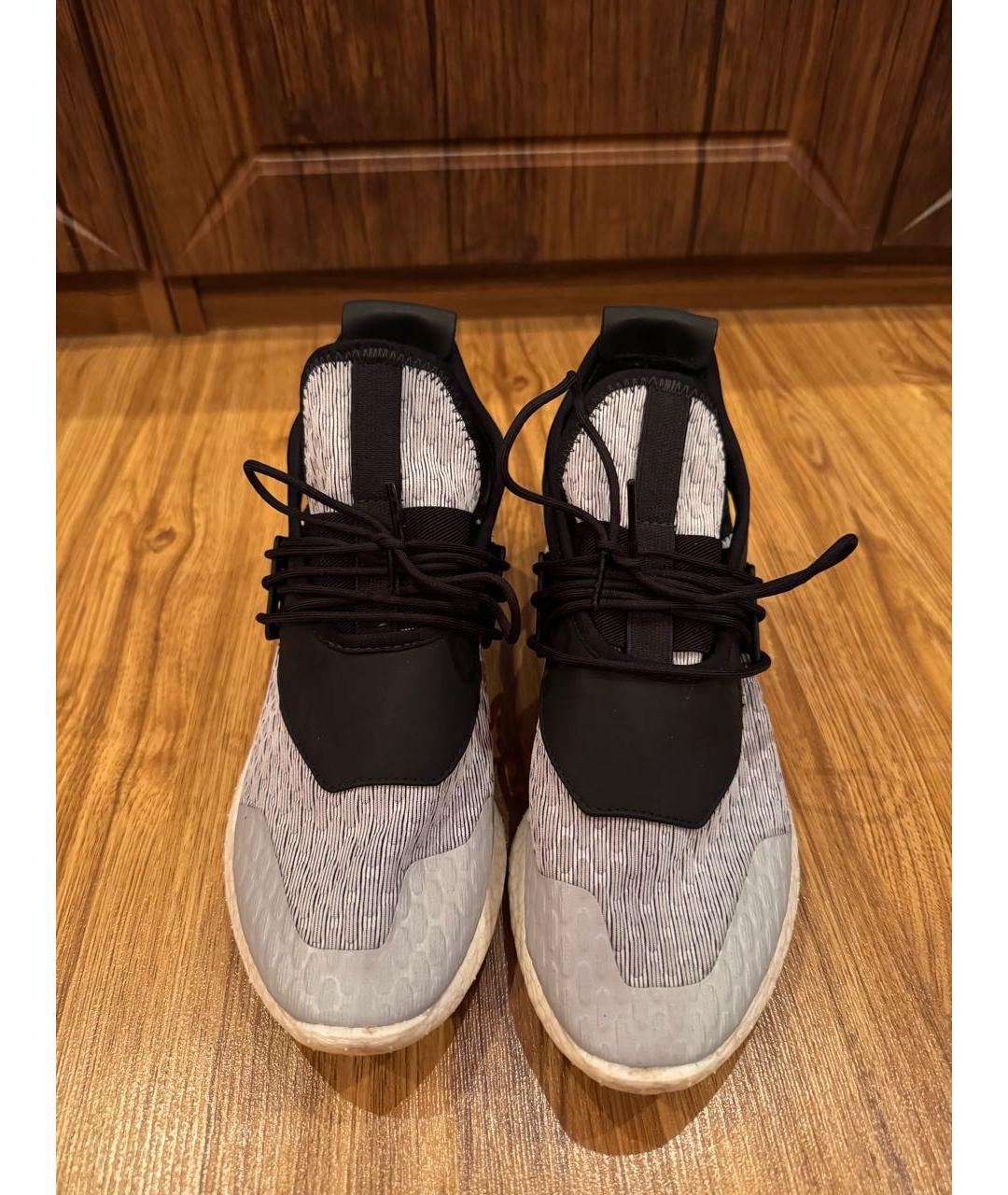 Y-3 Антрацитовые кожаные кроссовки, фото 3
