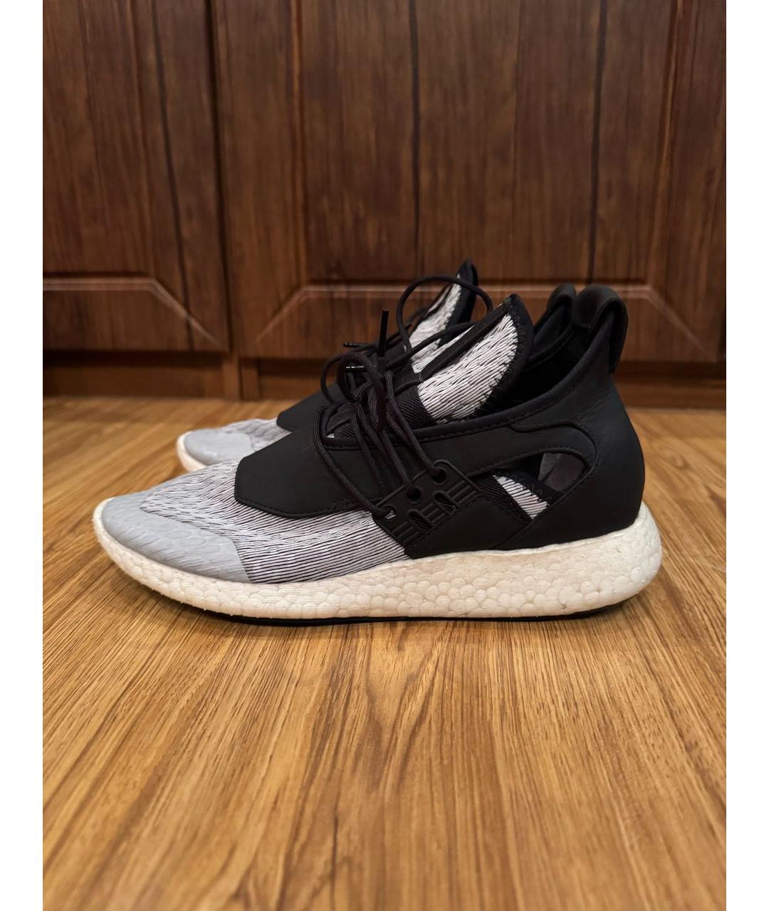Y-3 Антрацитовые кожаные кроссовки, фото 2