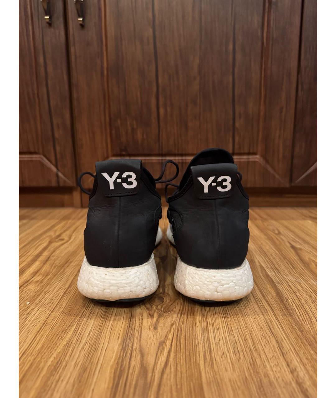 Y-3 Антрацитовые кожаные кроссовки, фото 4