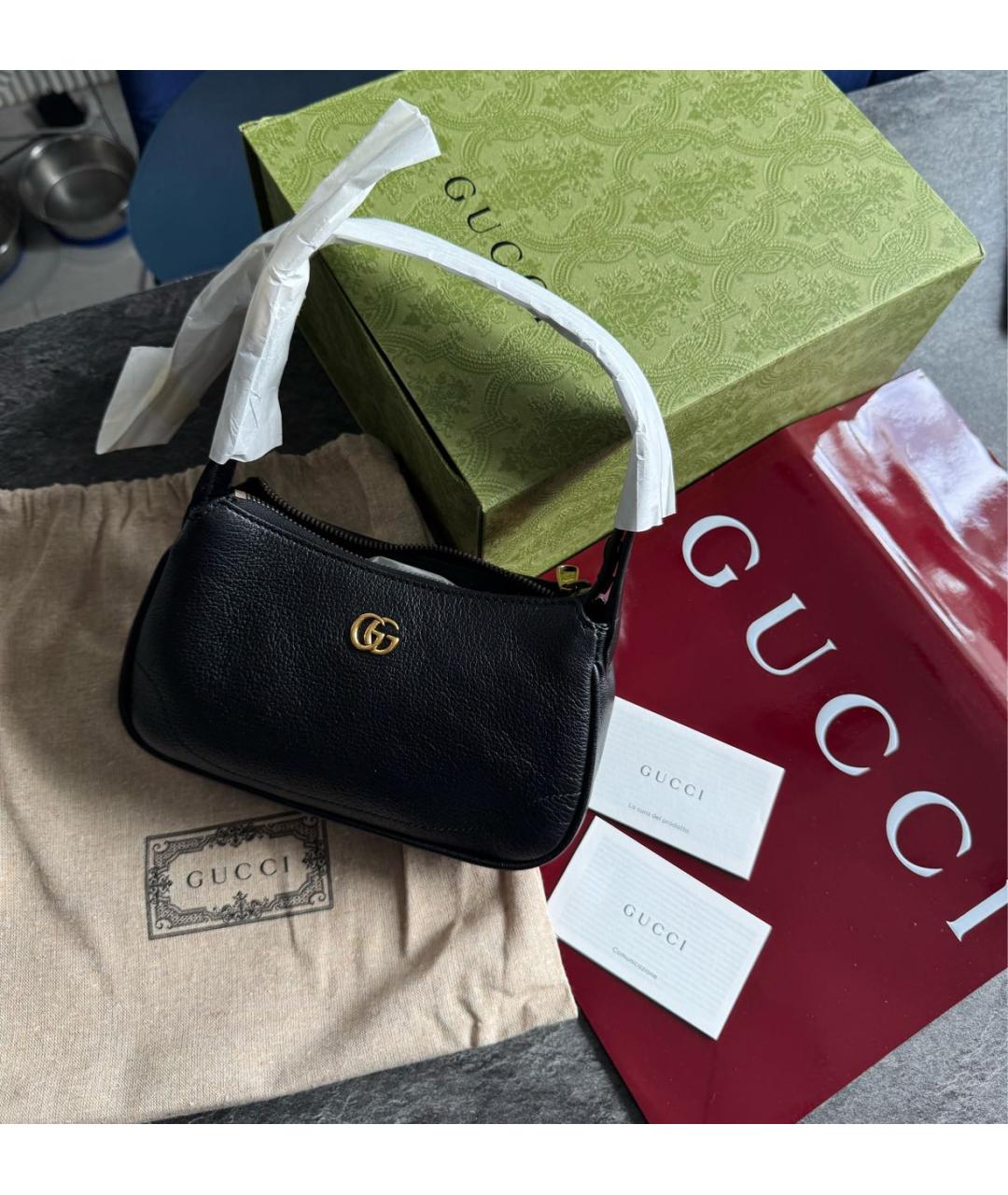 GUCCI Черная кожаная сумка через плечо, фото 2