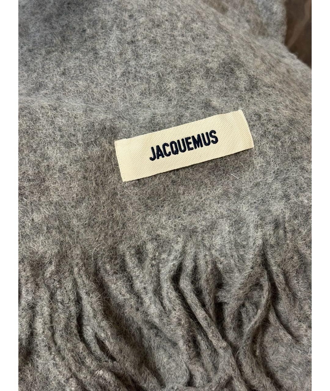JACQUEMUS Серый шерстяной шарф, фото 2