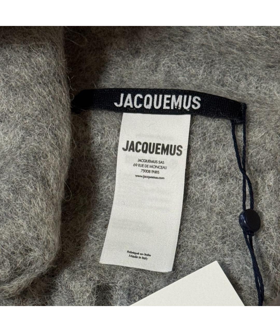 JACQUEMUS Серый шерстяной шарф, фото 4
