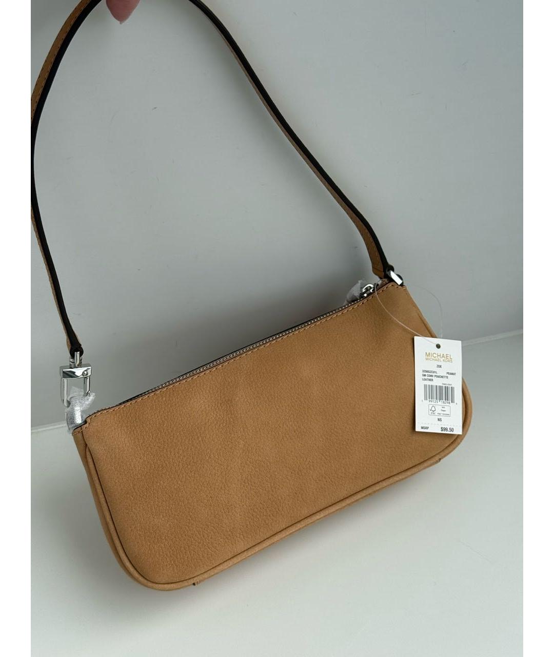 MICHAEL KORS Бежевая кожаная сумка через плечо, фото 3