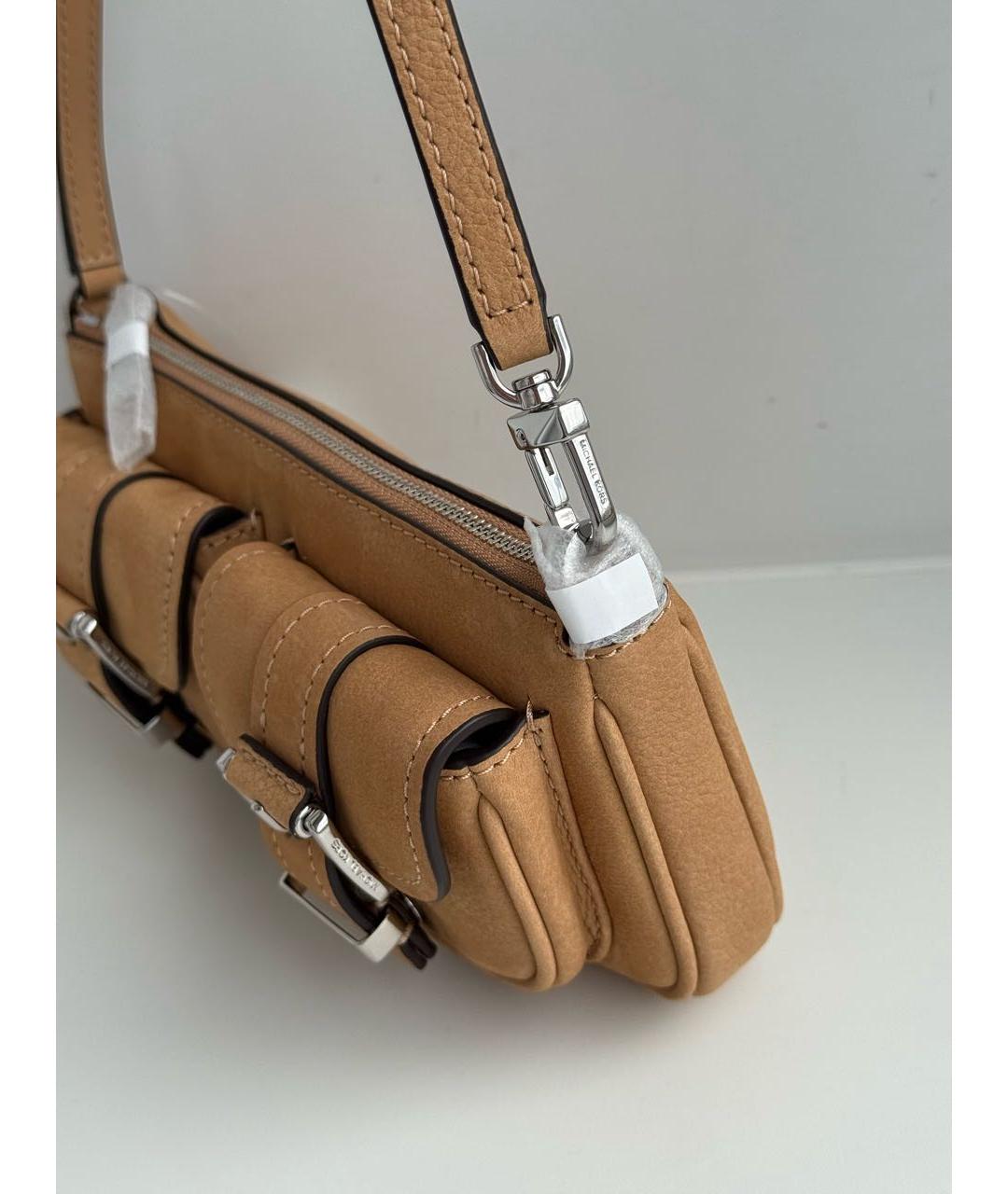 MICHAEL KORS Бежевая кожаная сумка через плечо, фото 8