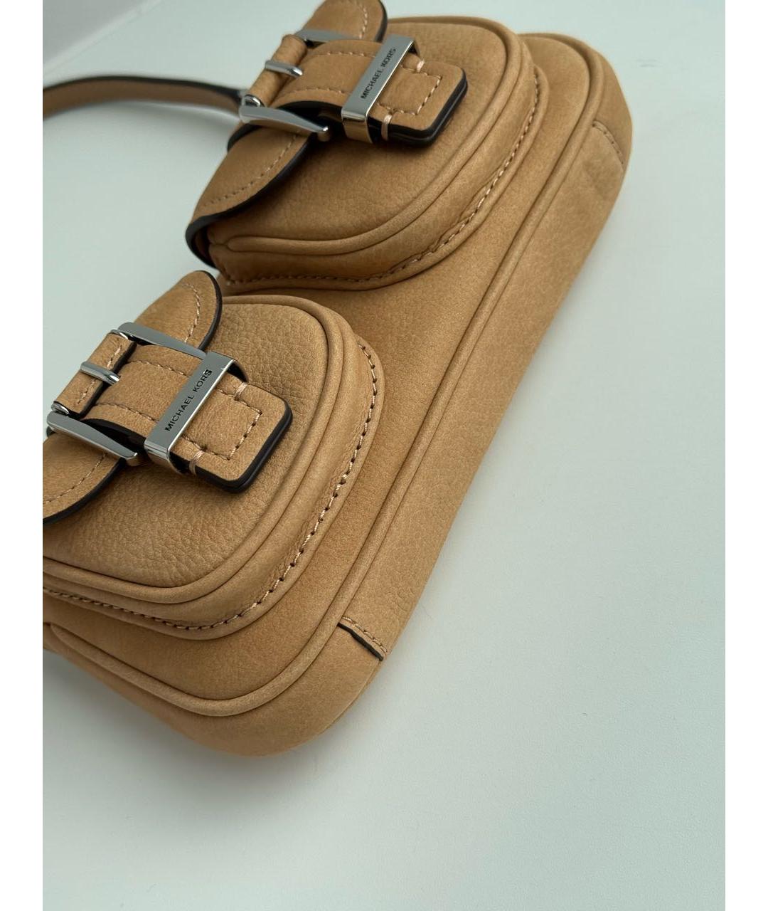 MICHAEL KORS Бежевая кожаная сумка через плечо, фото 7