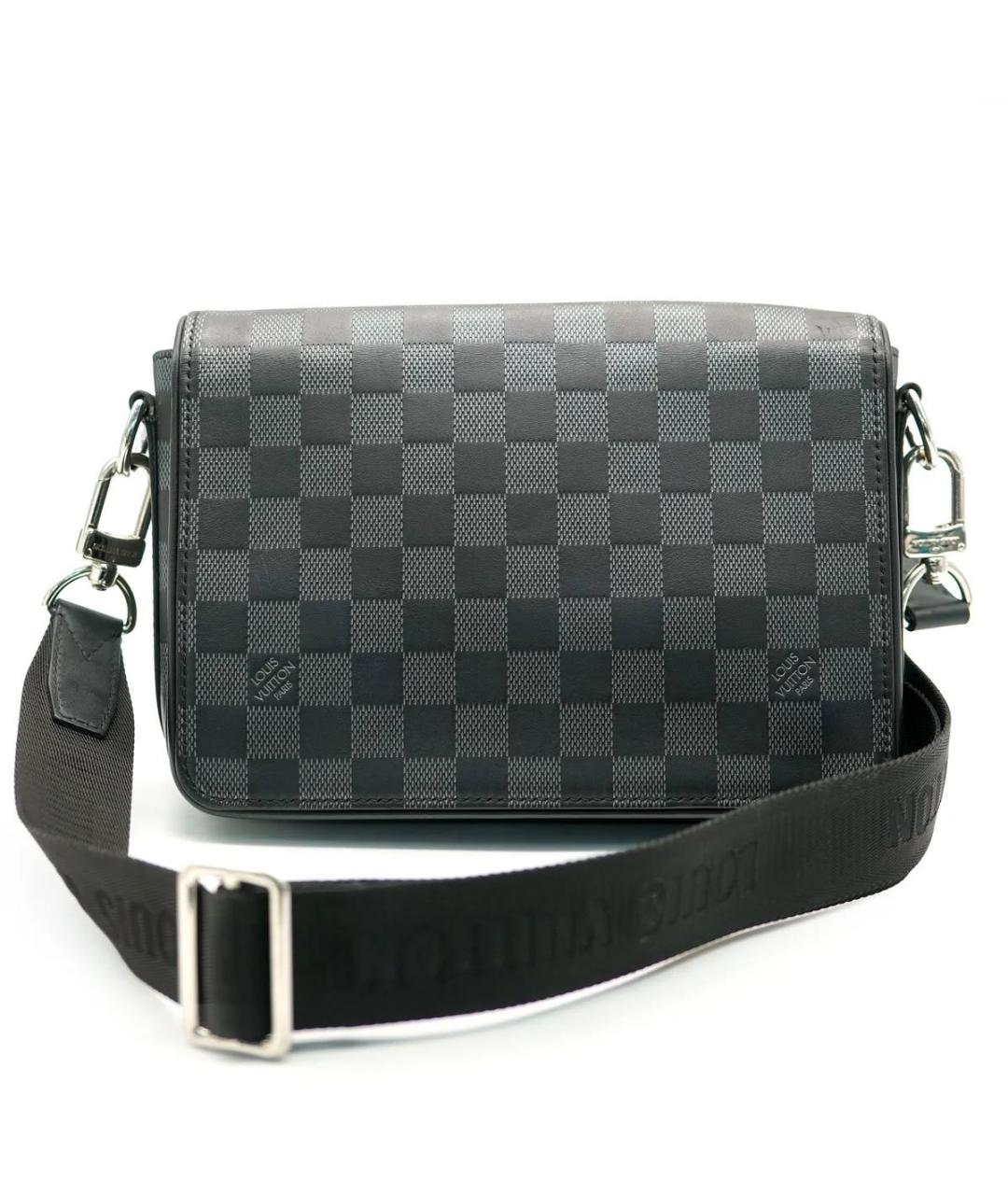 LOUIS VUITTON Черная кожаная сумка на плечо, фото 8
