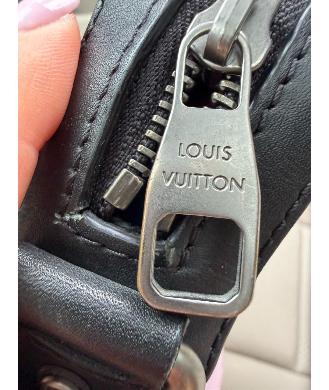 LOUIS VUITTON Черная кожаная сумка на плечо, фото 5