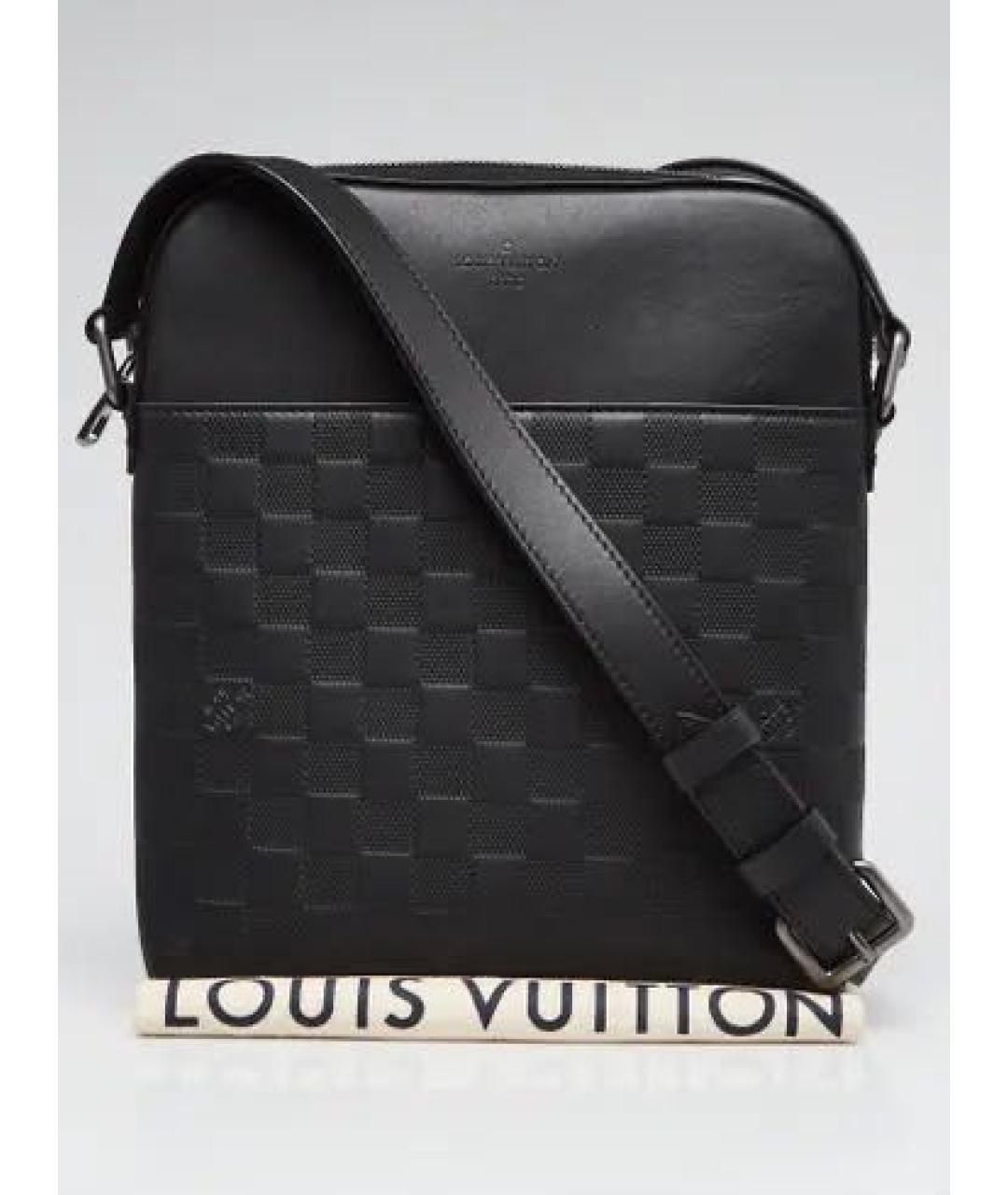 LOUIS VUITTON Черная кожаная сумка на плечо, фото 8