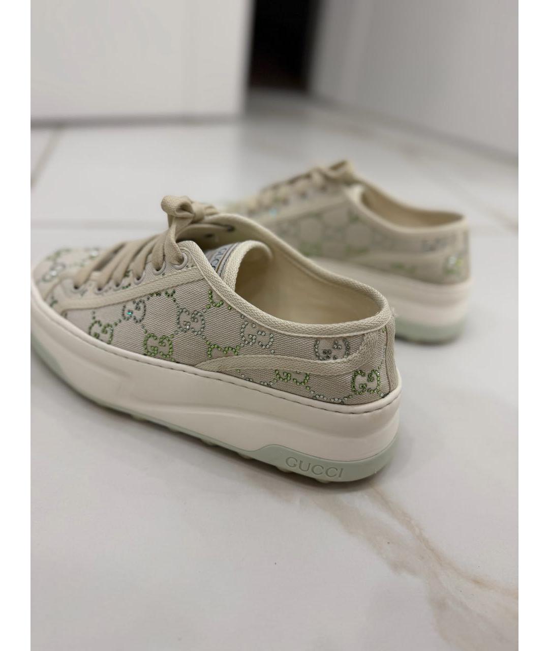 GUCCI Бежевые текстильные кеды, фото 4