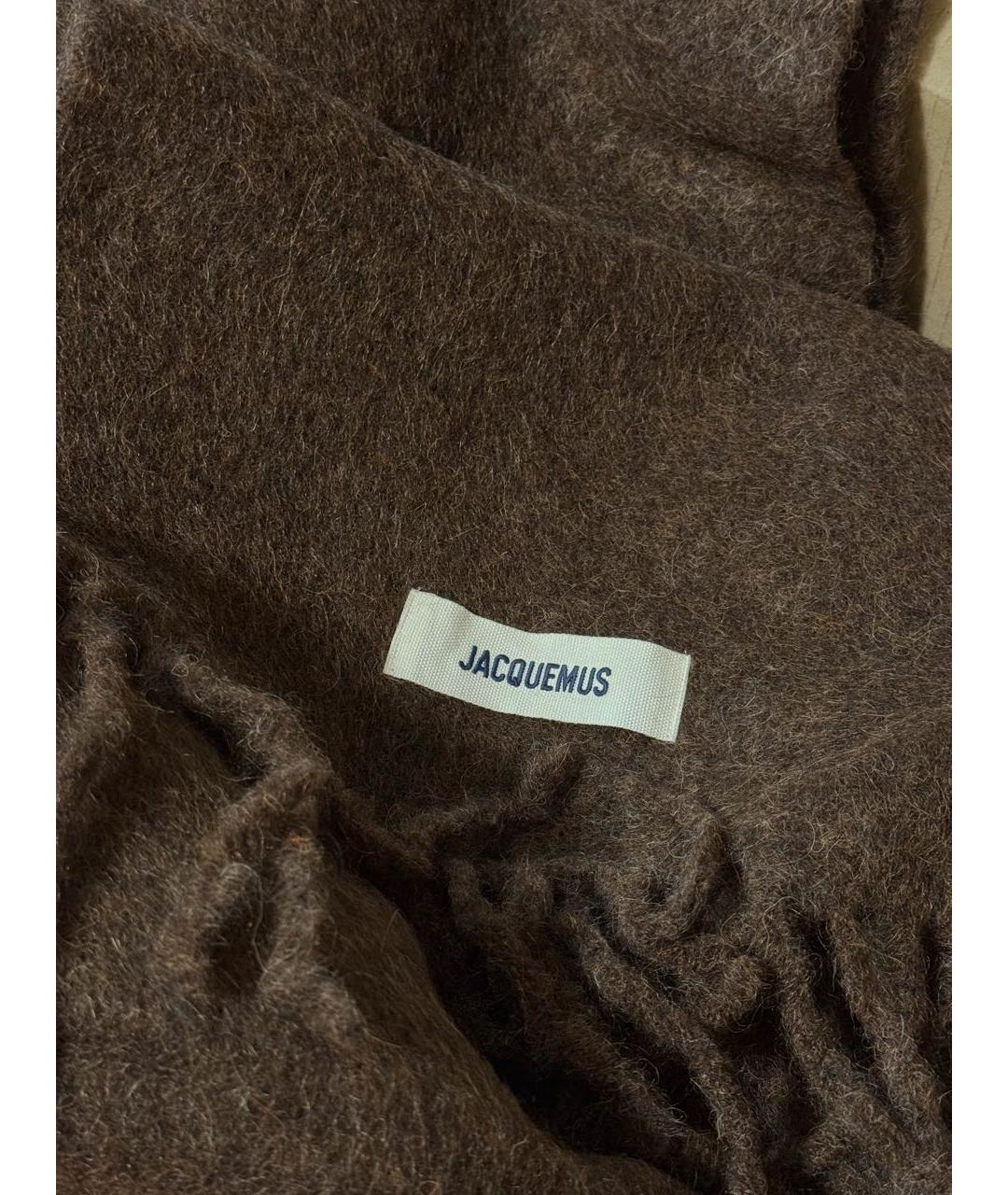 JACQUEMUS Коричневый шерстяной шарф, фото 2