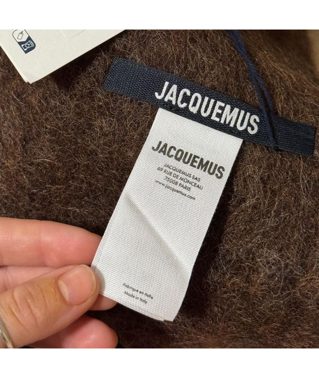 JACQUEMUS Коричневый шерстяной шарф, фото 4