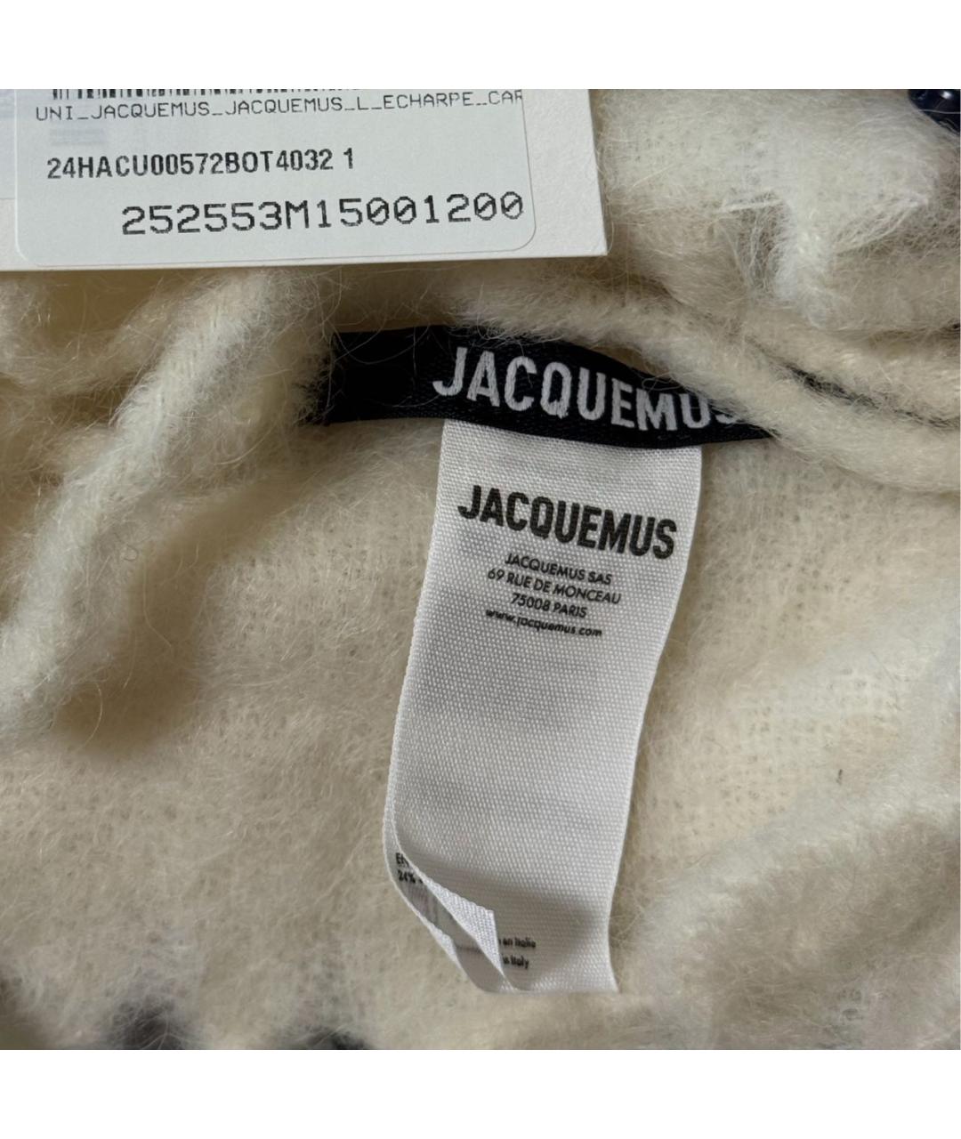 JACQUEMUS Белый шерстяной шарф, фото 4