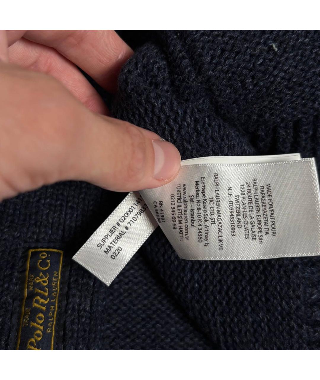 POLO RALPH LAUREN Темно-синий хлопковый кардиган, фото 7