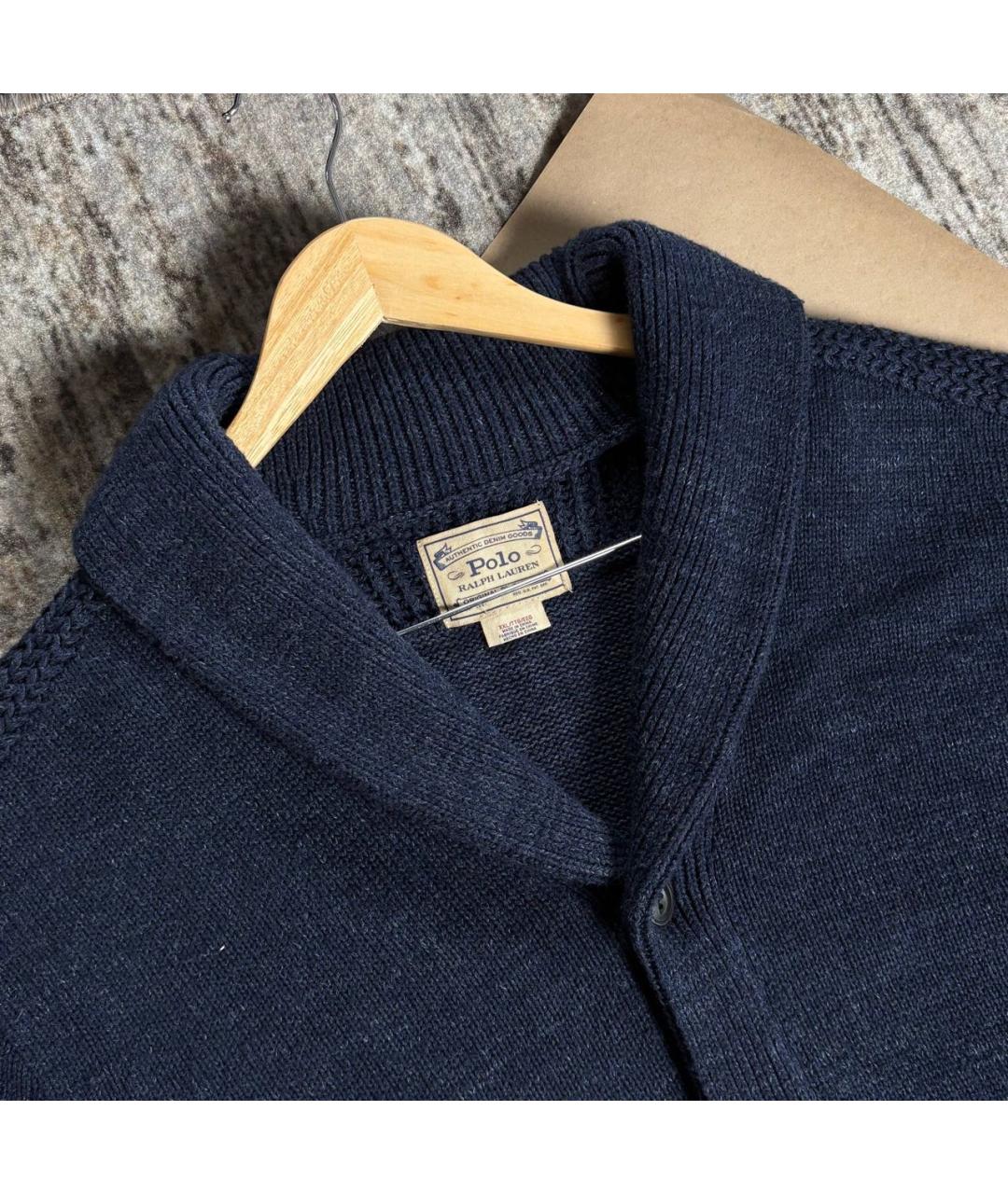 POLO RALPH LAUREN Темно-синий хлопковый кардиган, фото 5