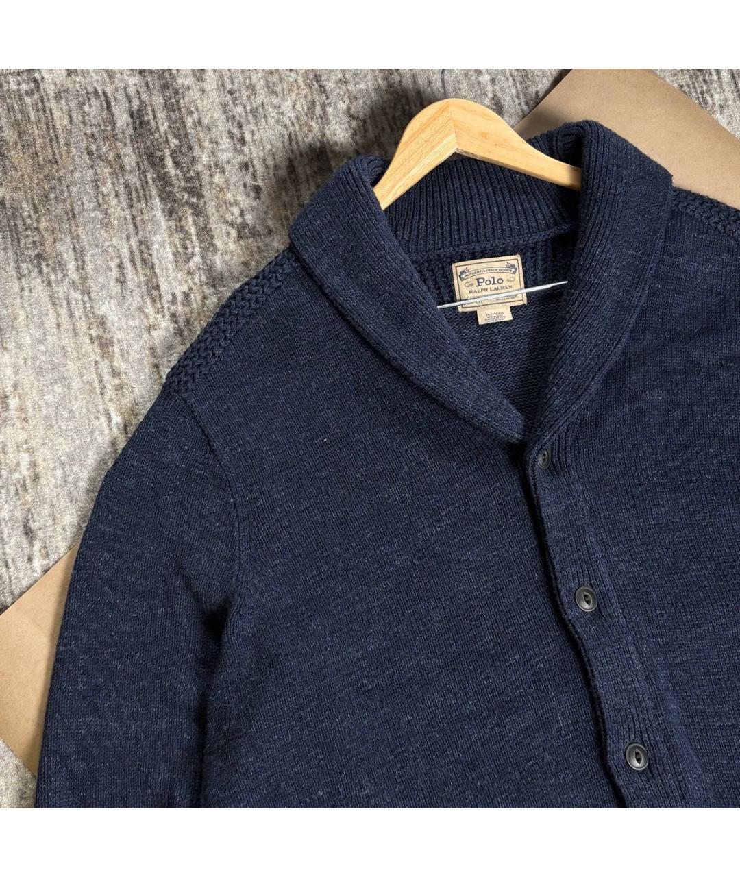 POLO RALPH LAUREN Темно-синий хлопковый кардиган, фото 2