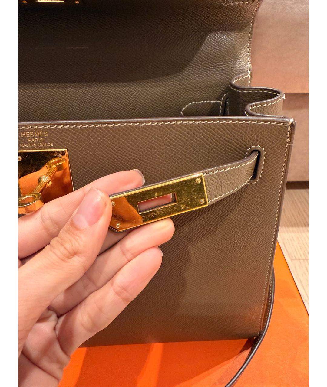HERMES Антрацитовая кожаная сумка через плечо, фото 5